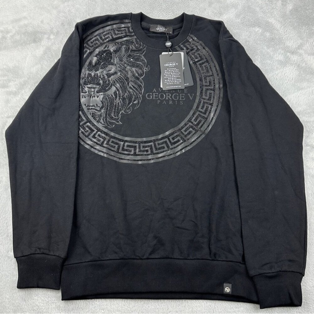 Avenue George V Paris NWT Men’s Size Large Black Sweater 100% Cotton